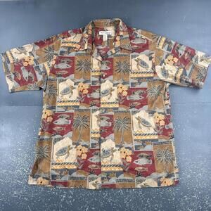 VTG Tori Richard Hawaiian Shirt Mens XL Camp Turtle Palm Resort Soft Cotton USA